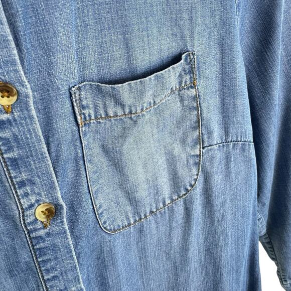 Chico's Tencel Collared Roll Tab Sleeve Lightweight Button Up Shirt Size SP - Picture 3 of 7